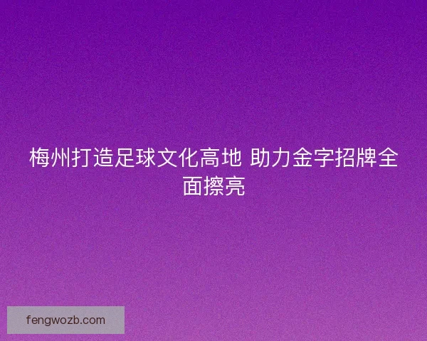 梅州打造足球文化高地 助力金字招牌全面擦亮