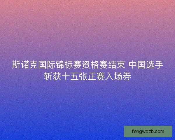 斯诺克国际锦标赛资格赛结束 中国选手斩获十五张正赛入场券