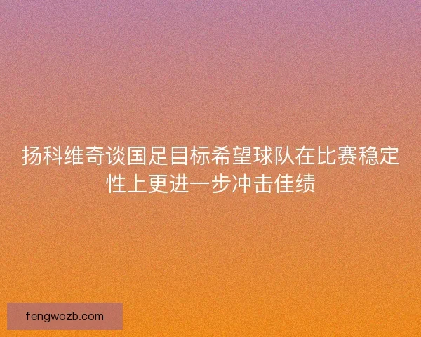 扬科维奇谈国足目标希望球队在比赛稳定性上更进一步冲击佳绩
