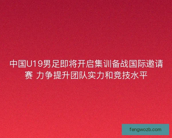 中国U19男足即将开启集训备战国际邀请赛 力争提升团队实力和竞技水平 中国U19男足即将开启集训备战国际邀请赛 力争提升团队实力和竞技水平